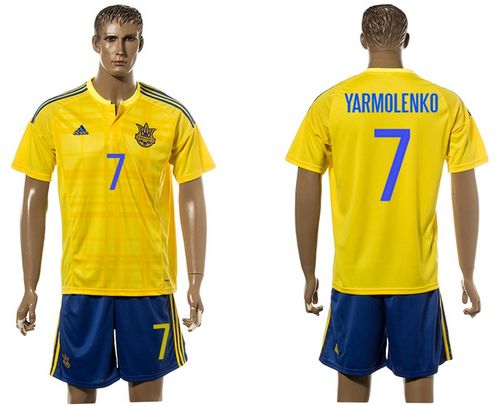 Ukraine #7 Yarmolenko Home Soccer Country Jersey - Click Image to Close